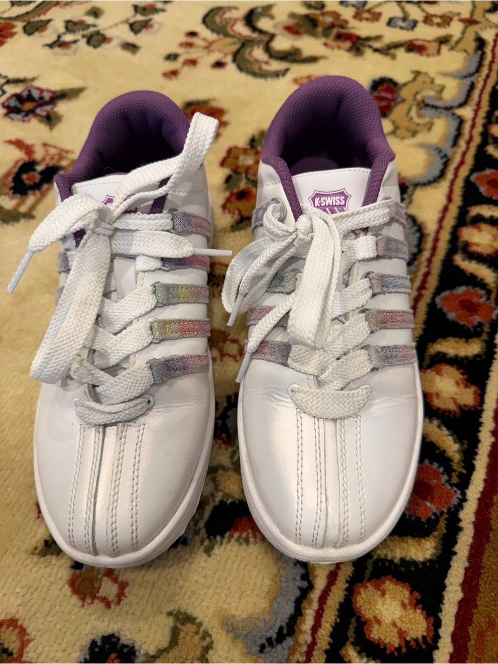 K-Swiss Kids White Leather Sneakers